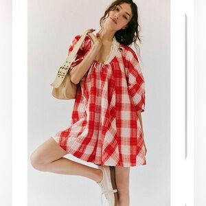 NWT Free People Gingham Bop Around Romper